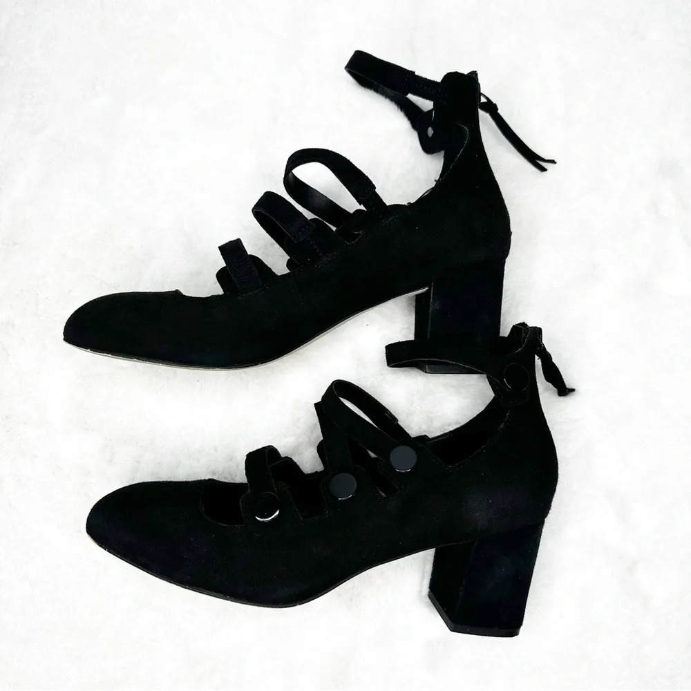 Rebecca Minkoff Blair Black Suede Strappy Pump Size 7.5 - Picture 3 of 5